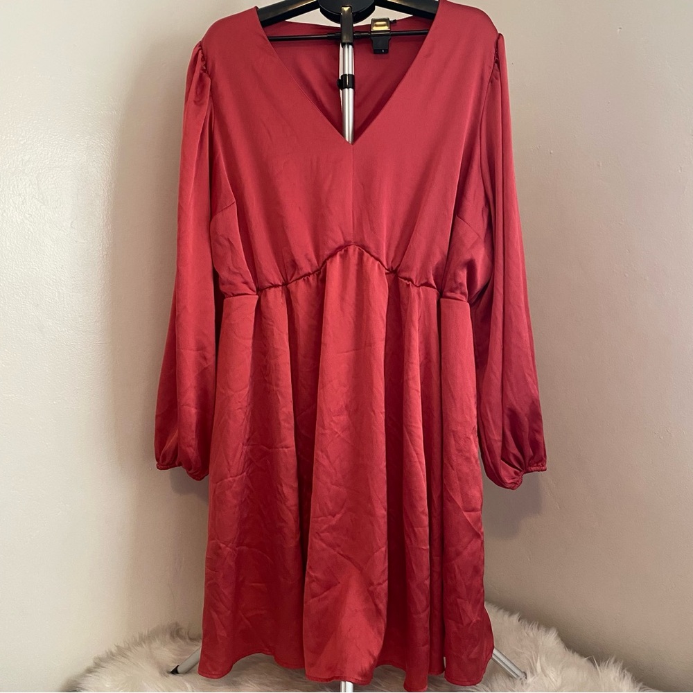 Torrid Mini Bubble Charmeuse Babydoll Dress Holly Berry Red Plus Size